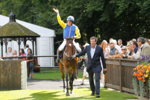 Jason Carver on Start Me Up wins the 2015 Newmarket Town Plate c Newmarket Racecourses