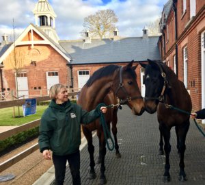 The Cheka left and Kingsgate Native right in the Rothschild Yard with sue Molloy