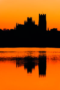 150512 1566 Ely Cathedral exterior silhouette sunset reflection 2