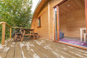Patio at Lidgate Log Cabins