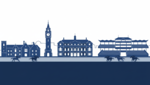 silhouette illustration of a newmarket uk racetrac